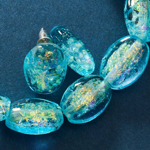 Turquoise | .925 Sterling Silver | Firework Glass Pebble Bracelet