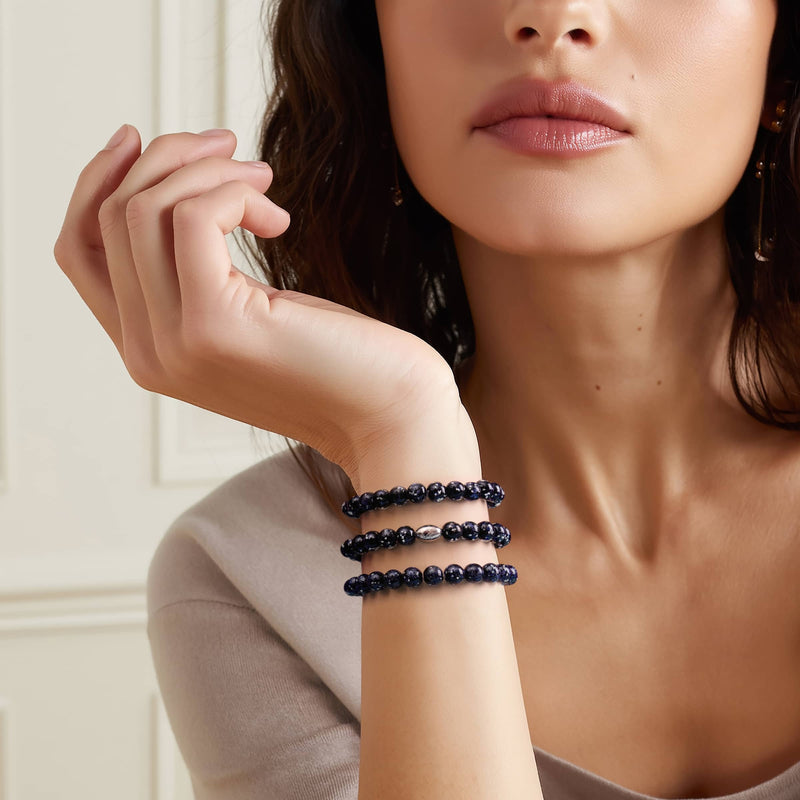 Pitch Black | .925 Sterling Silver | Firefly Glass Bracelet