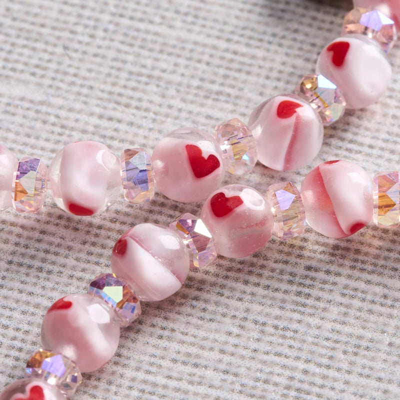 Pink Micro Hearts | Crystal Millefiori Bracelet