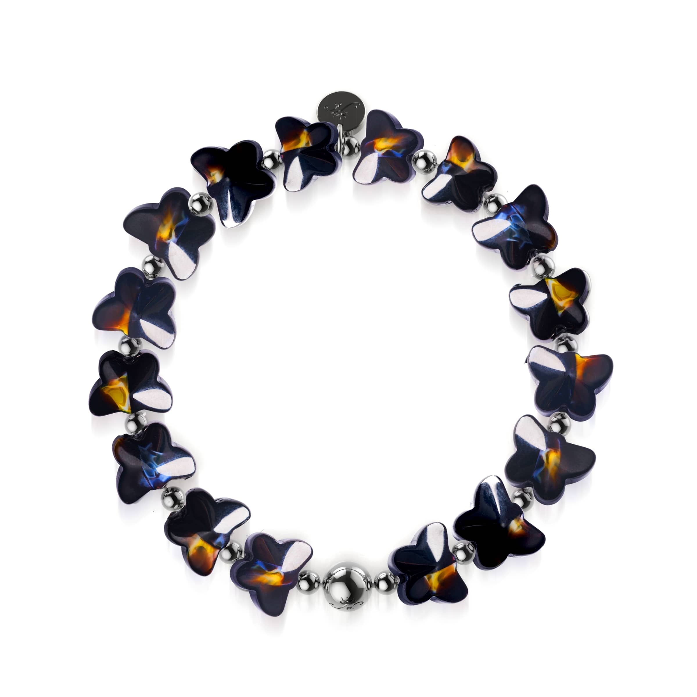 Obsidian Storm | Gem Glass Butterfly Bracelet
