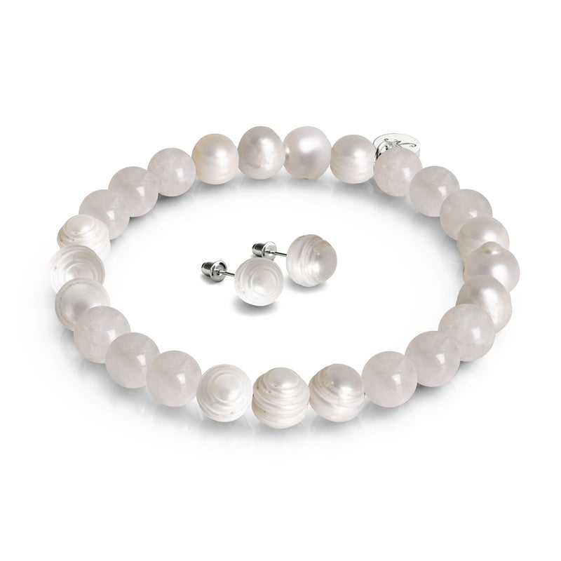 Mother of the Moon AAA Moonstone & Pearl Bracelet & Earring Set