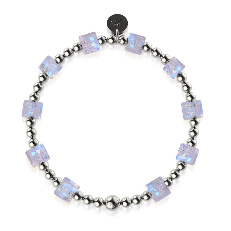 Teal Sorbet Firework Glass Cube Bracelet 2-Set
