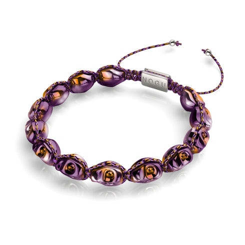 Nyx | Purple Hematite Skulls x Violet GloWeave | Macrame Bracelet