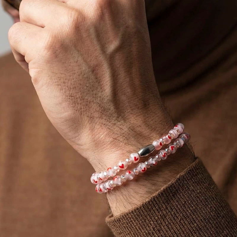Pink Micro Hearts | Crystal Millefiori Bracelet