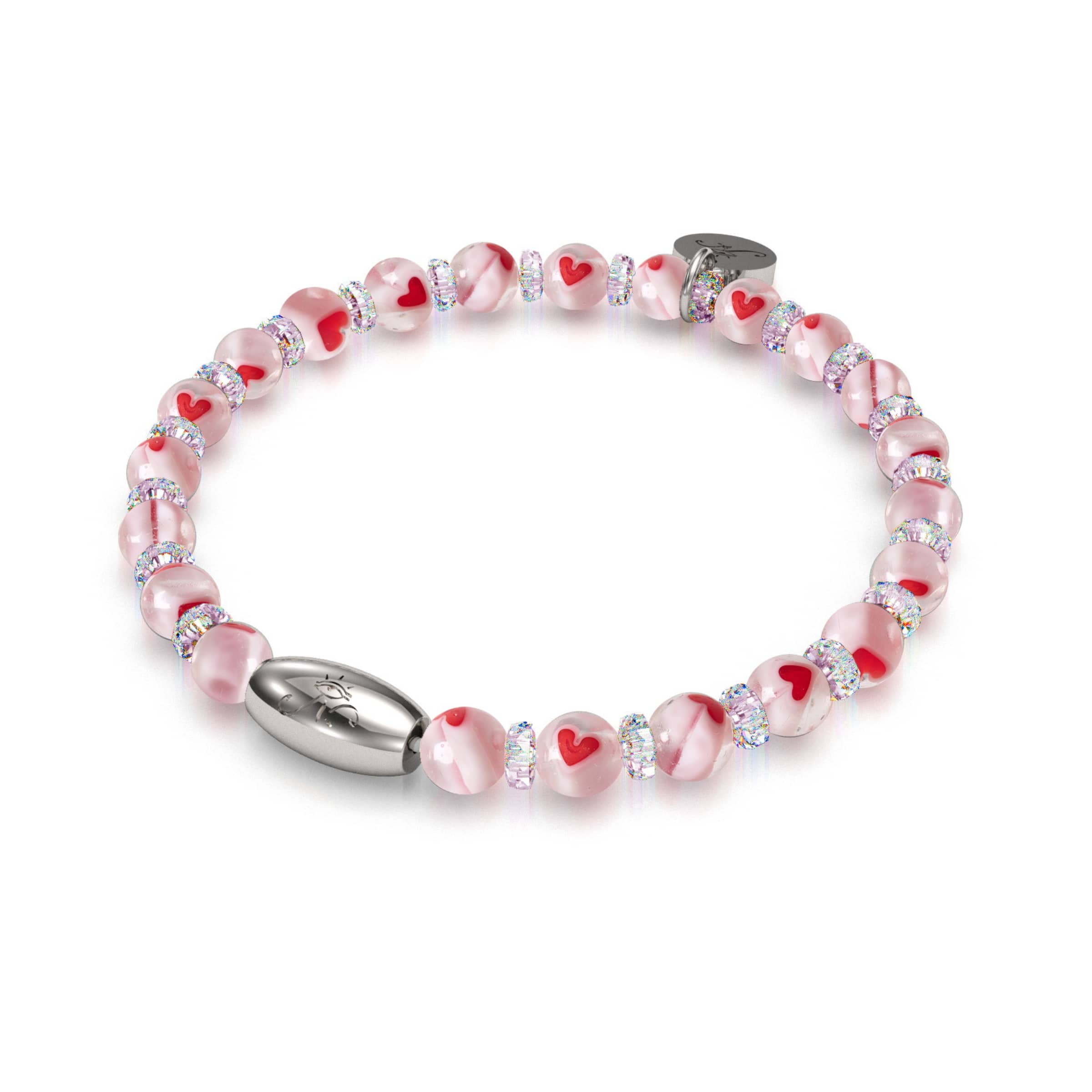 Pink Micro Hearts | Crystal Millefiori Bracelet