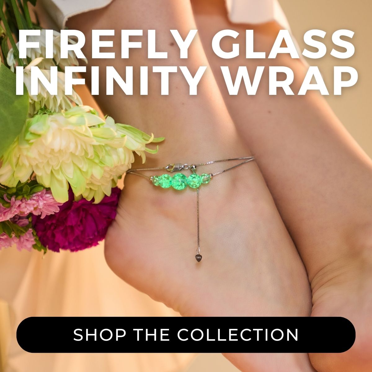 FIREFLY GLASS INFINITY CLASP ANKLET