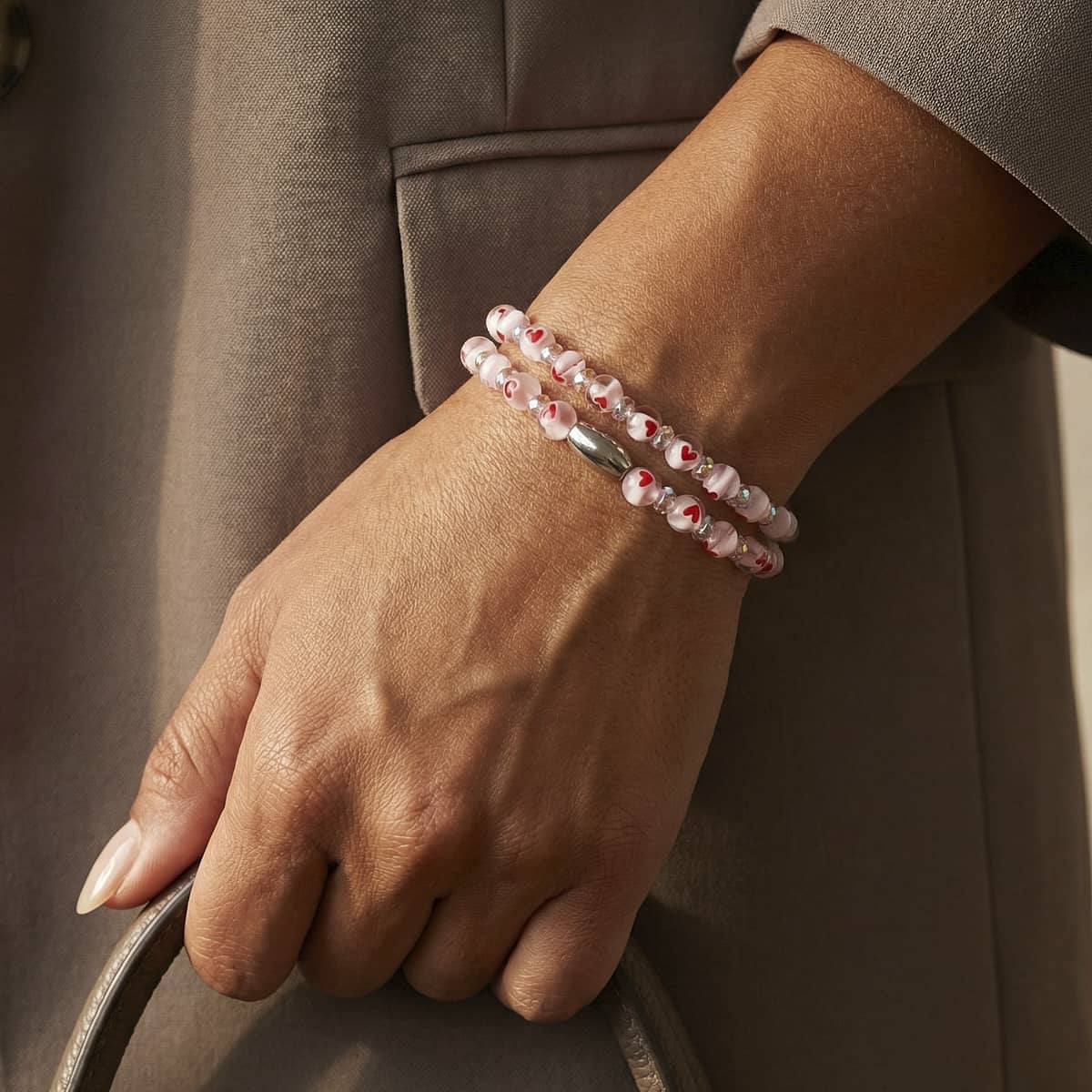 Pink Micro Hearts | Crystal Millefiori Bracelet