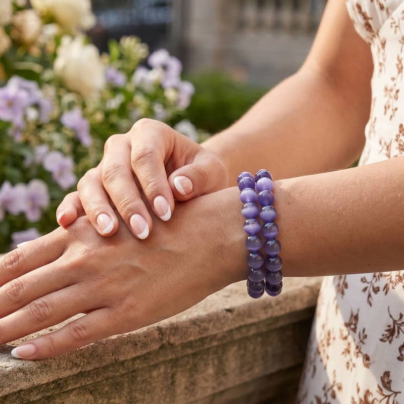Purple | .925 Sterling Silver | Cheshire Glass Bracelet