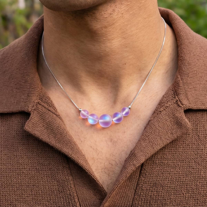 Lavender | .925 Sterling Silver | Mermaid Glass Infinity Clasp Necklace