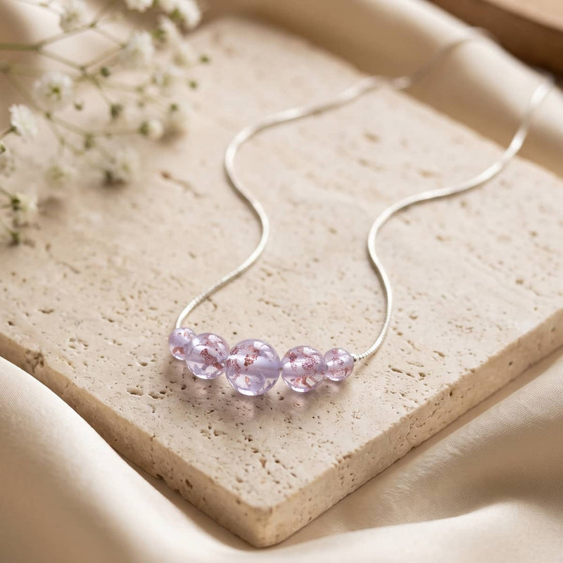 Lilac | .925 Sterling Silver | Firefly Glass Infinity Clasp Necklace
