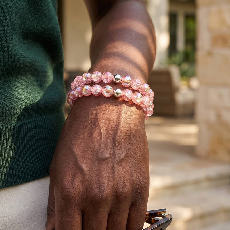 Magenta Meringue | .925 Sterling Silver | Bubble Glass Bracelet