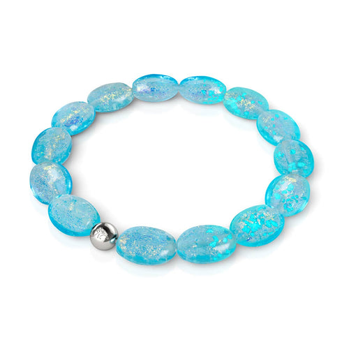 Turquoise | .925 Sterling Silver | Firework Glass Pebble Bracelet