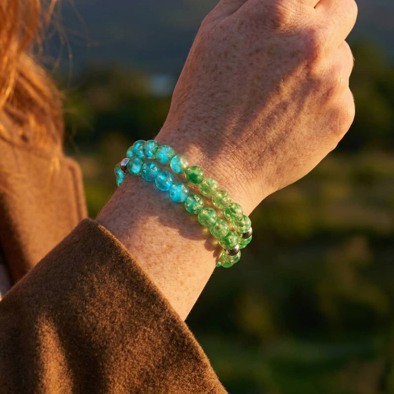 Emerald | .925 Sterling Silver | Firefly Glass Watercolor Bracelet
