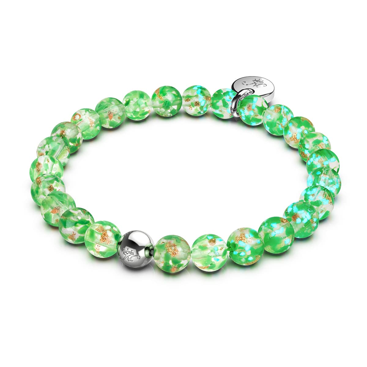 Emerald | .925 Sterling Silver | Firefly Glass Watercolor Bracelet