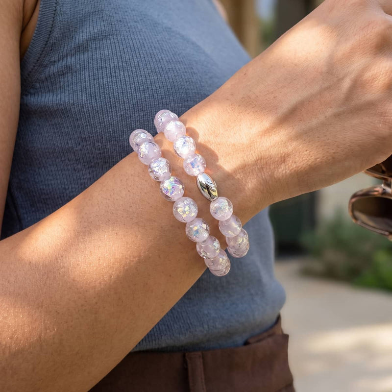 Lilac Guava | .925 Sterling Silver | Firework Glass Bracelet