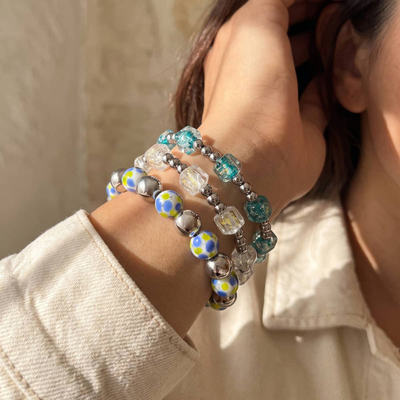 Lemon Sky Firefly Glass Polka Dot Bracelet