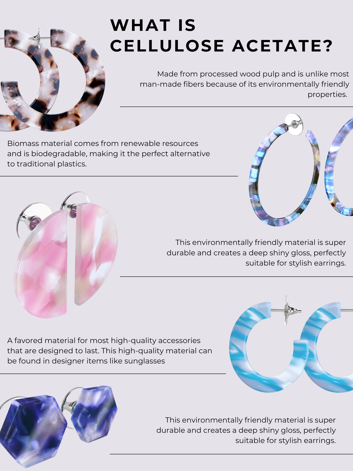CELLULOSE ACETATE EARRINGS