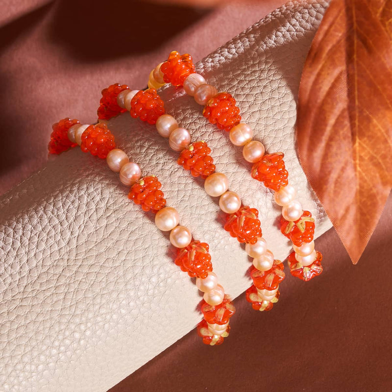 Orange x Champagne Pearl | .925 Sterling Silver | Berry Bracelet