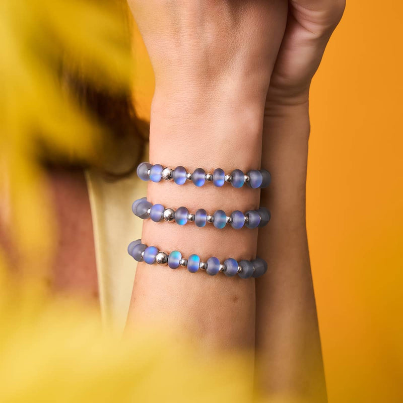 Grey | Silver | Mermaid Glass Macaron Bracelet