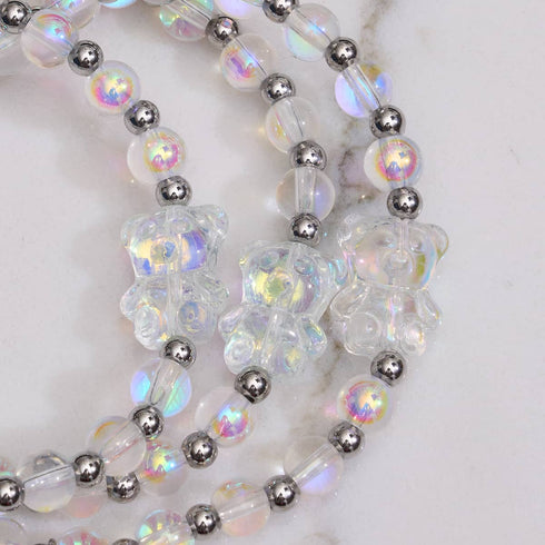 Unicorn White | Silver | Double Shimmer Bear Bracelet