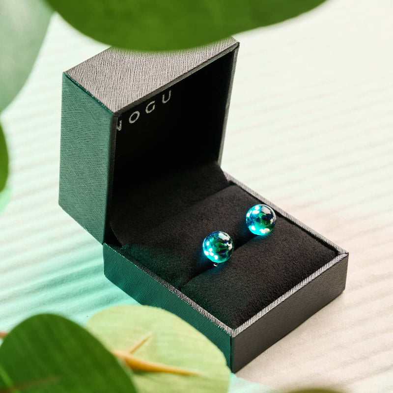 Blue Shamrock | .925 Sterling Silver | Firefly Glass Stud Earrings