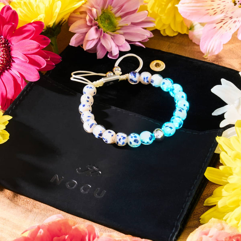 Starlit Waves | Silver | Firefly Glass Macrame Bracelet