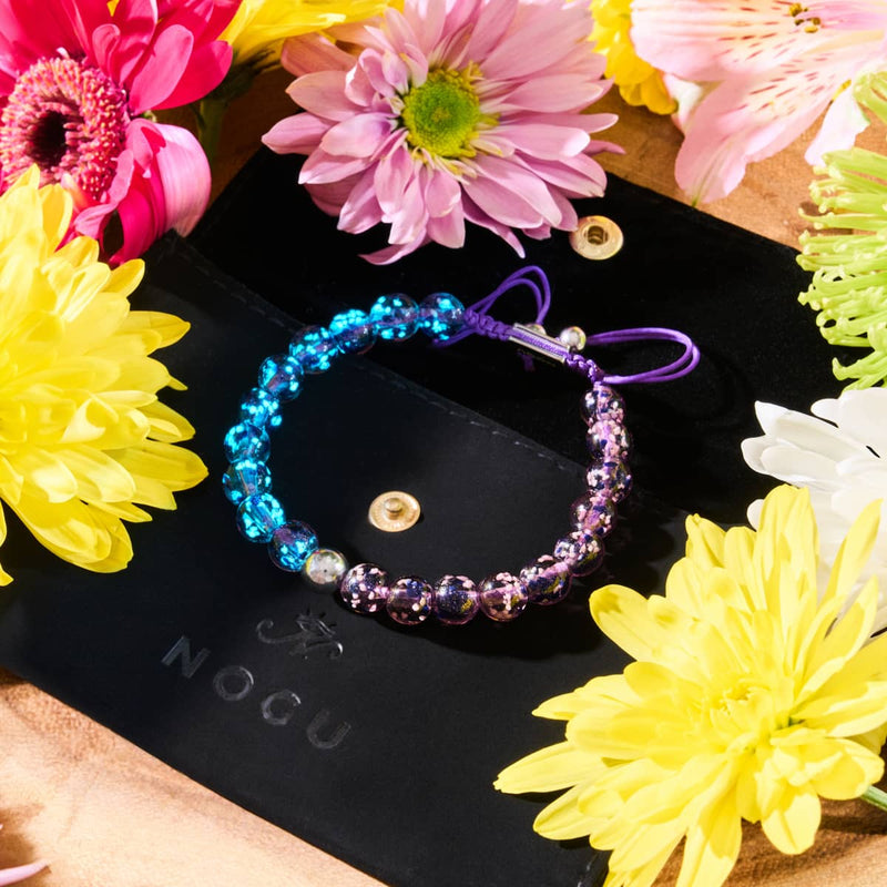 Purple Elixir | Silver | Firefly Glass Macrame Bracelet