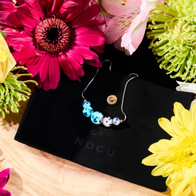 Starlit Waves | .925 Sterling Silver | Firefly Glass Infinity Clasp Necklace