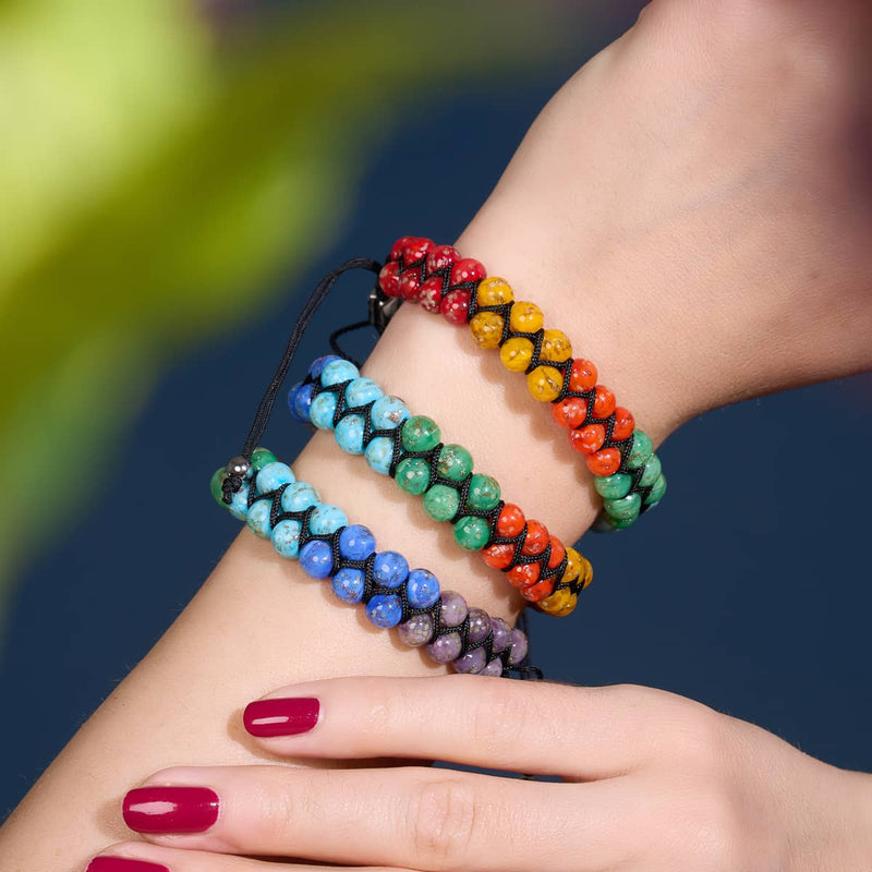 Rainbow Chakra | Solid Firefly Glass Bracelet