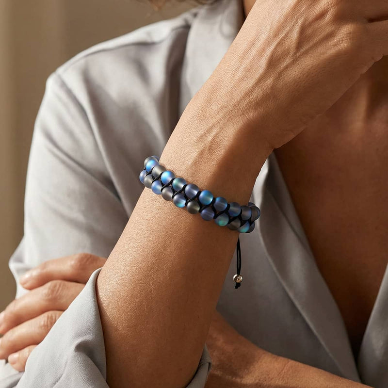 Grey | Silver | Double Mermaid Glass Bracelet