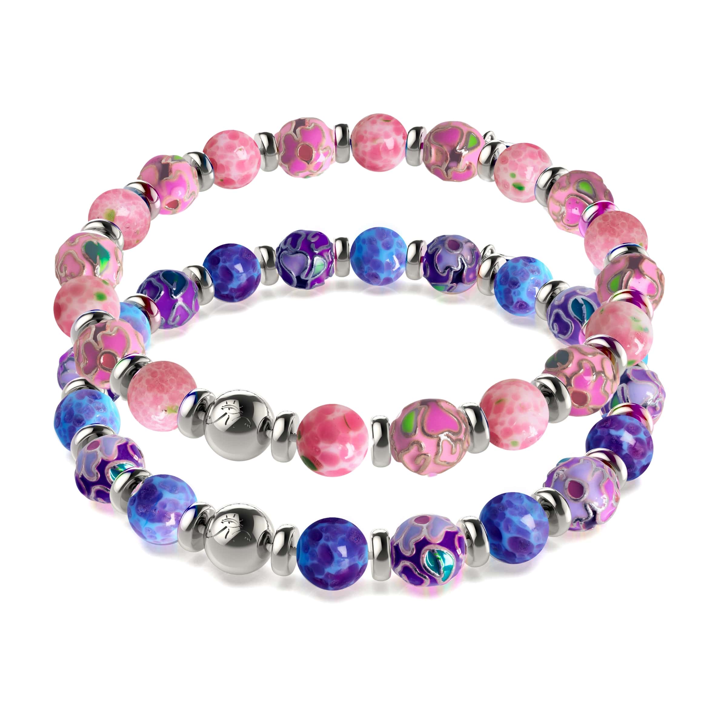 Amara Bloom Enamel x Silver Bracelet 2 Set