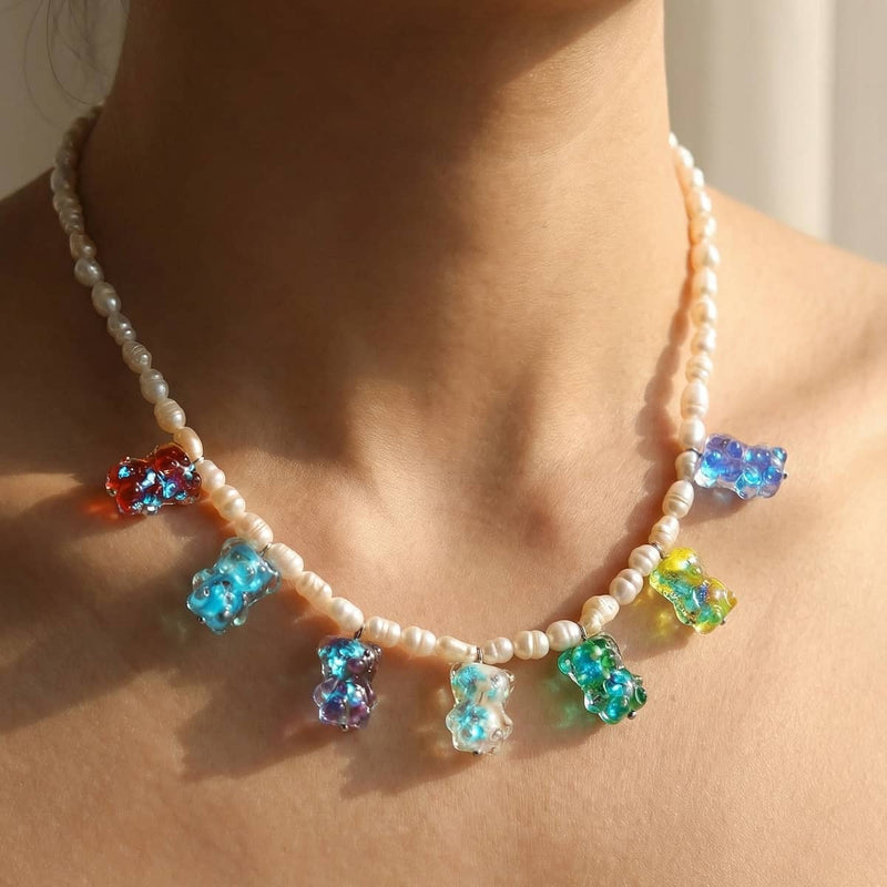 Pearls & Gummy Bears | Firefly Glass Necklace