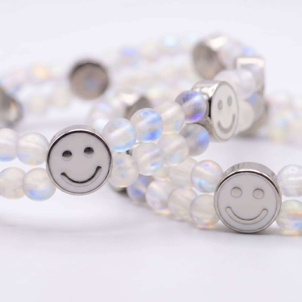 Rainbow White Mermaid Glass x White Luminous Enamel | Smile Bracelet