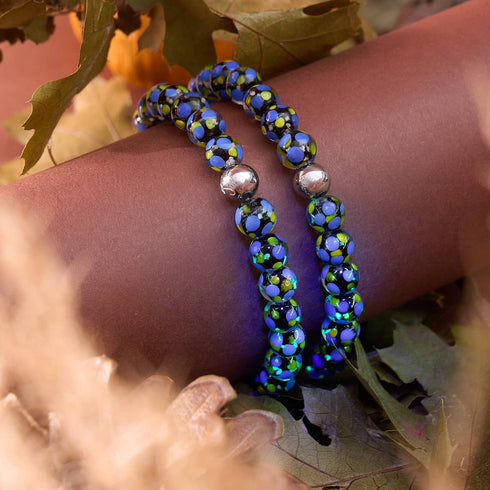 Black and Blue | Firefly Glass Polka Dot Bracelet