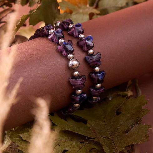 Purple Storm | Gem Glass Butterfly Bracelet