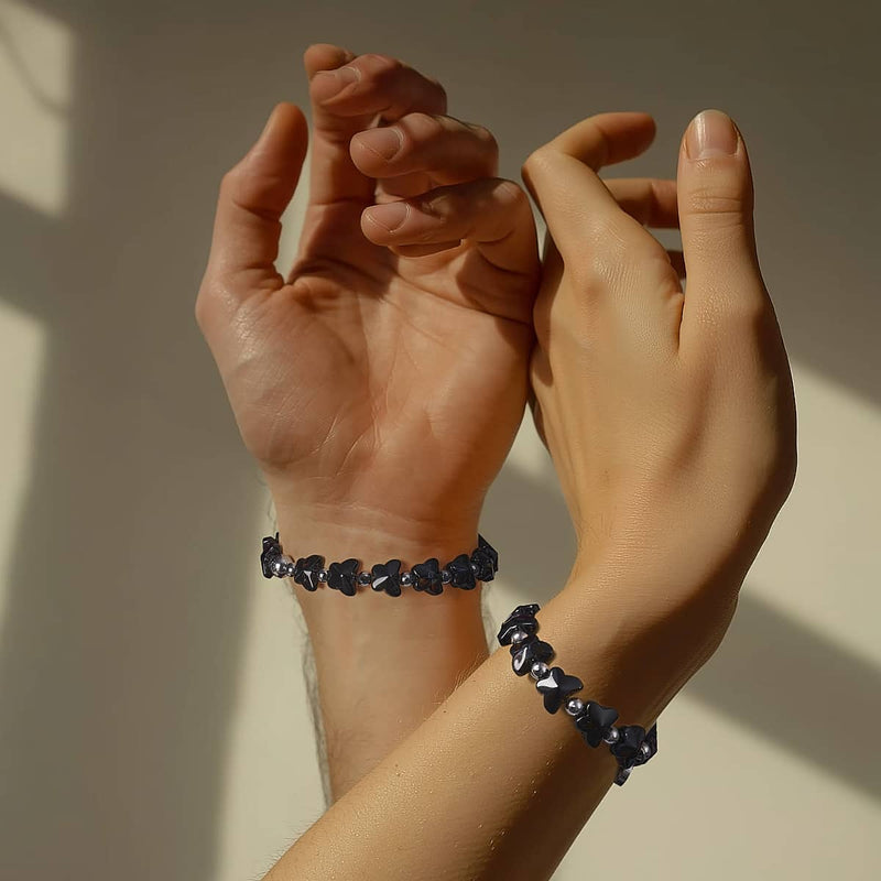 Obsidian Storm | Gem Glass Butterfly Bracelet