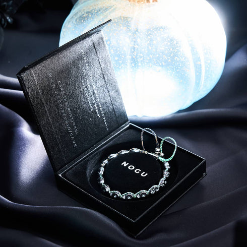 Hades | Hematite Skulls x Black GloWeave | Macrame Bracelet