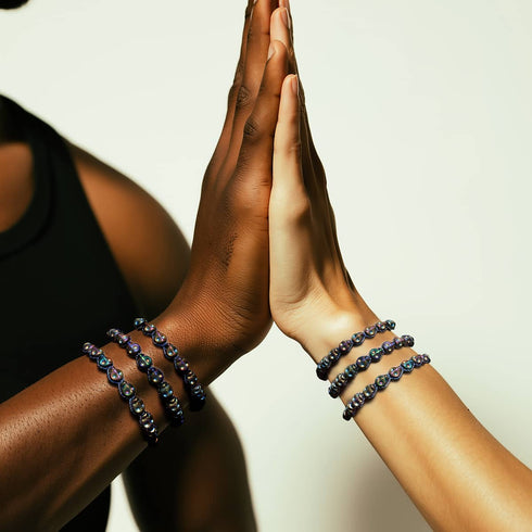 Cobalt Eclipse | Unicorn Hematite Skulls x Blue GloWeave | Macrame Bracelet
