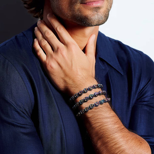 Cobalt Eclipse | Unicorn Hematite Skulls x Blue GloWeave | Macrame Bracelet