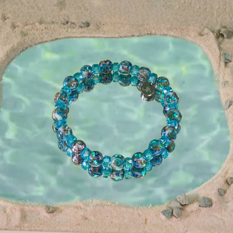 Aquamarine | Firefly Glass x Crystal Swirl Bracelet