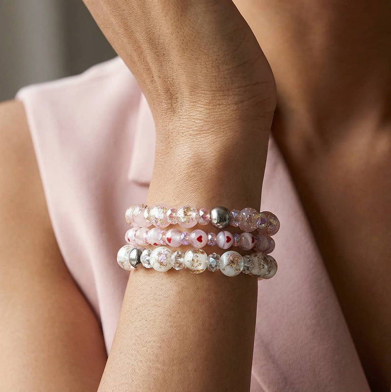 Pink Micro Hearts | Crystal Millefiori Bracelet