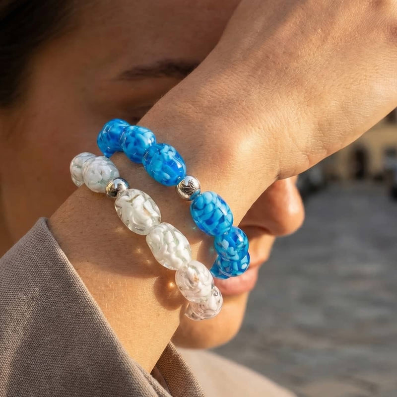 Firefly Glass Cloud Pebble Bracelet 2-Set