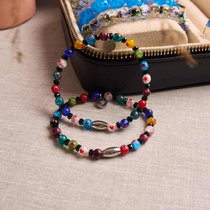 Mosaic Micro Hearts | Crystal Millefiori Bracelet