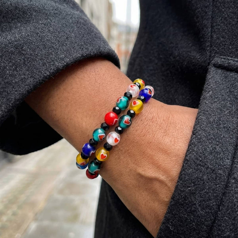 Mosaic Micro Hearts | Crystal Millefiori Bracelet