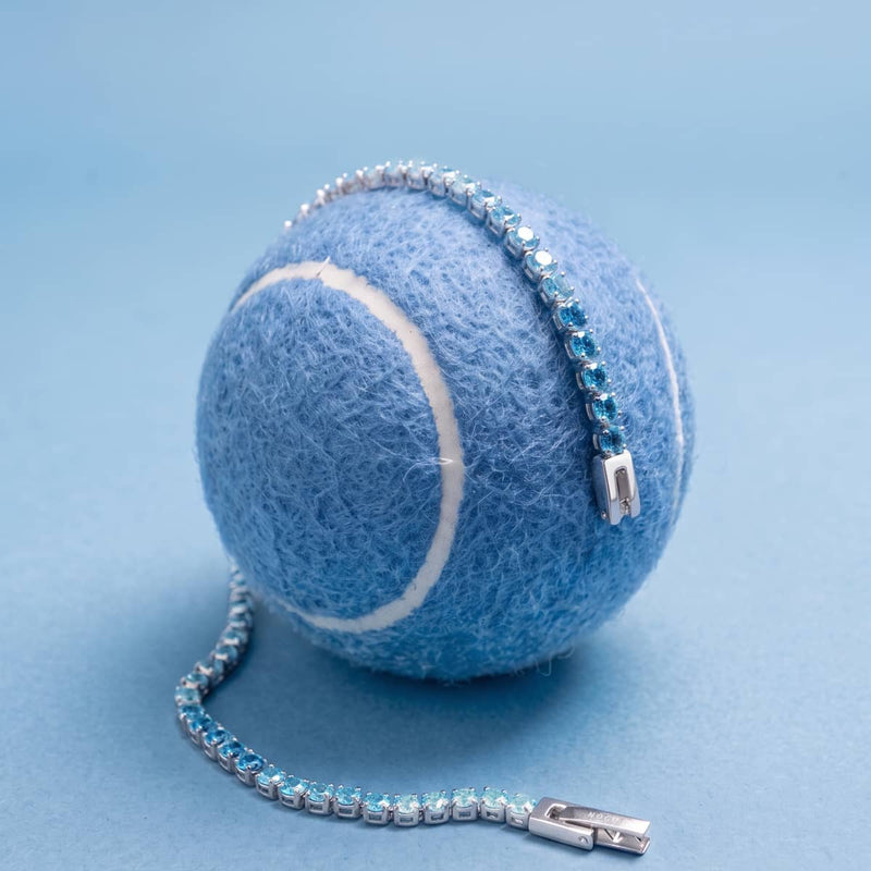 Aquamarine Ombre Crystal x Rhodium | Tennis Club Bracelet