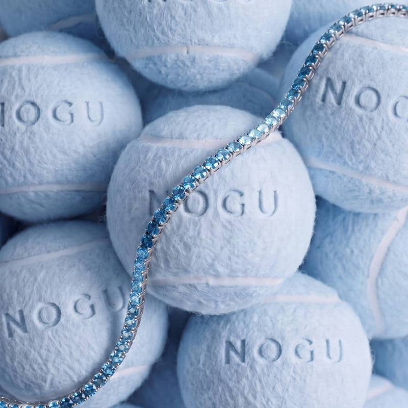 Aquamarine Ombre Crystal x Rhodium | Tennis Club Bracelet