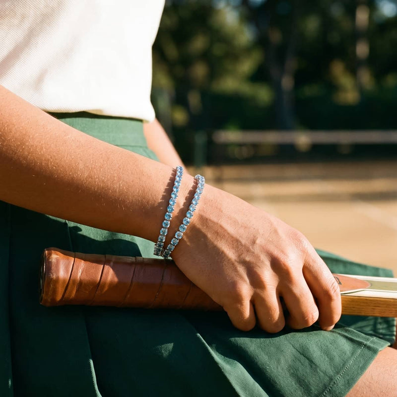 Topaz Crystal x Rhodium | Tennis Club Bracelet