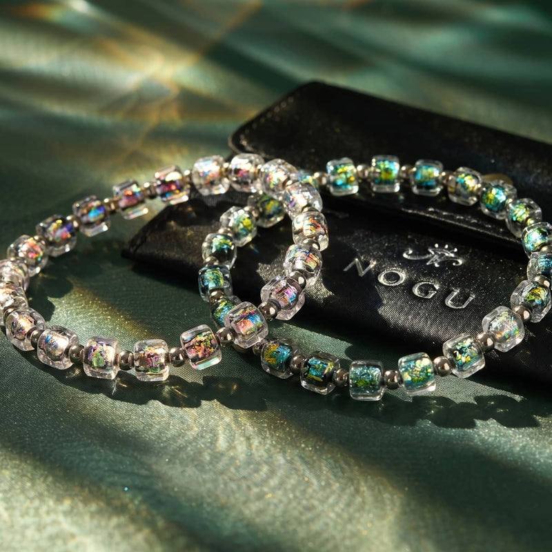 Cauldron Smoke | Firework Glass Cushion Cube Bracelet 2-Set
