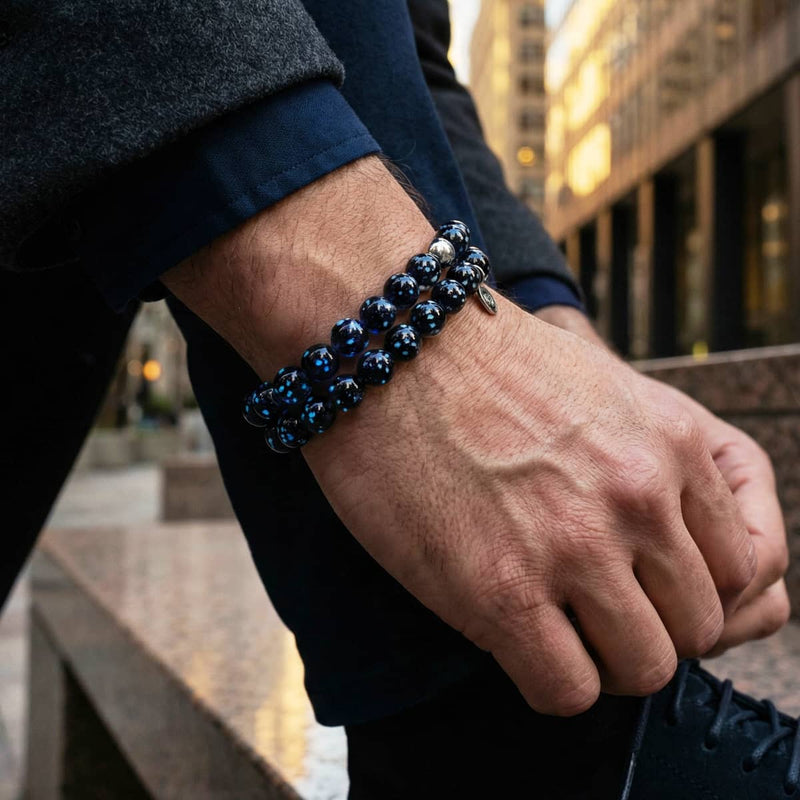Pitch Black | .925 Sterling Silver | Firefly Glass Bracelet