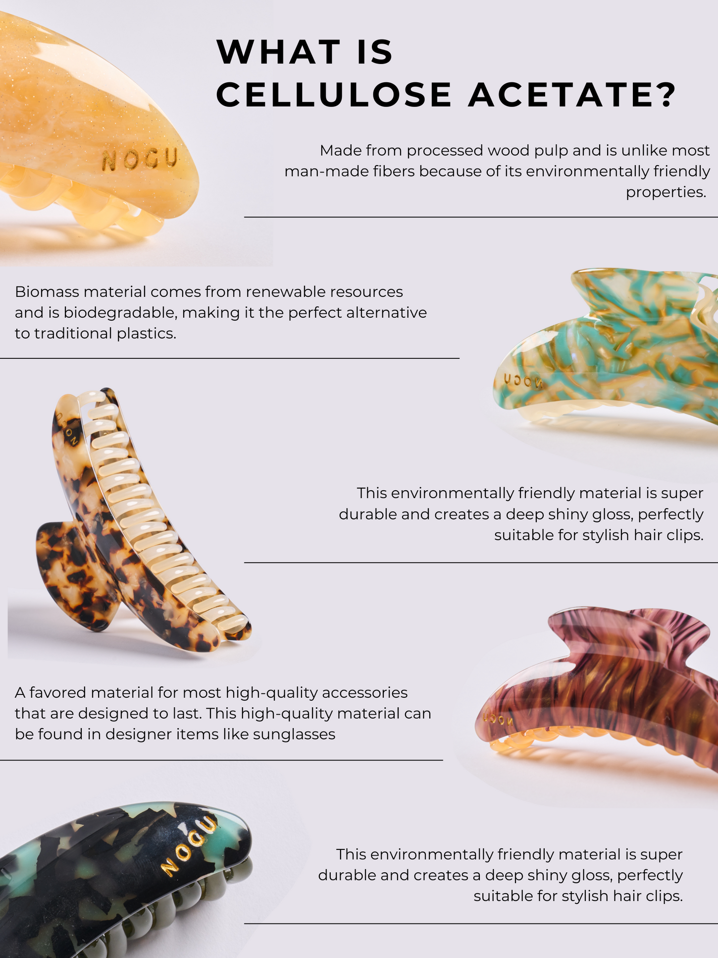 CELLULOSE ACETATE HAIR CLIPS